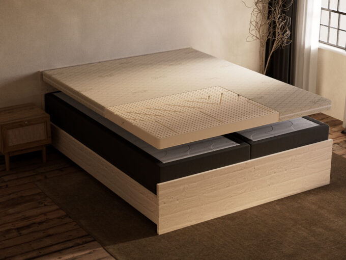 Talalay latex topdekmatras 100% natuurlijk zijaanzicht open